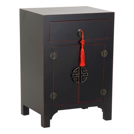 Mesita de Noche DKD Home Decor Abeto Rojo Negro Madera MDF 45 x 34 x 6