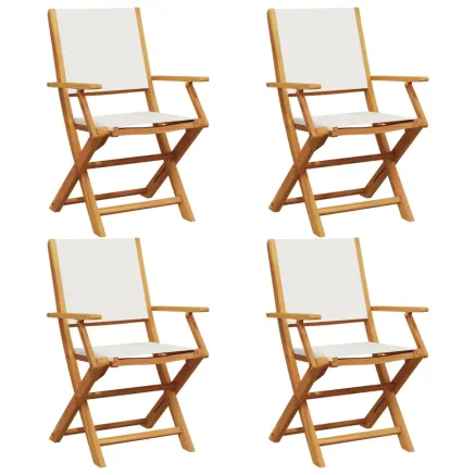 Chaises de jardin pliantes lot de 4 tissu et bois massif 2