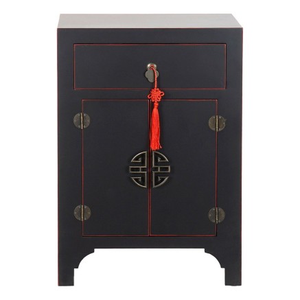 Mesita de Noche DKD Home Decor Abeto Rojo Negro Madera MDF 45 x 34 x 6 2