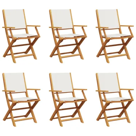Chaises de jardin pliantes lot de 6 tissu et bois massif 2
