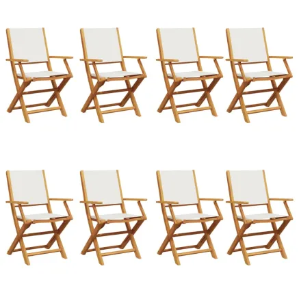 Chaises de jardin pliantes lot de 8 tissu et bois massif 2