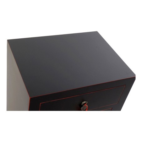 Mesita de Noche DKD Home Decor Abeto Rojo Negro Madera MDF 45 x 34 x 6