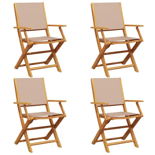 Chaises de jardin pliantes lot de 4 taupe tissu et bois massif
