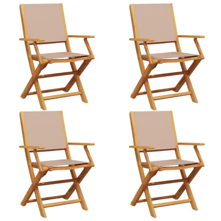 Chaises de jardin pliantes lot de 4 taupe tissu et bois massif