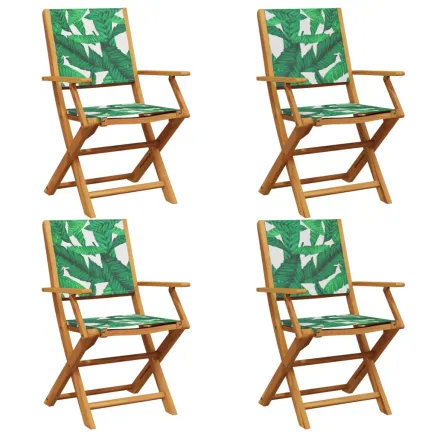 Chaises de jardin pliantes lot de 4 vert tissu et bois massif 2