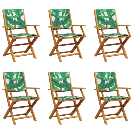 Chaises de jardin pliantes lot de 6 vert tissu et bois massif 2