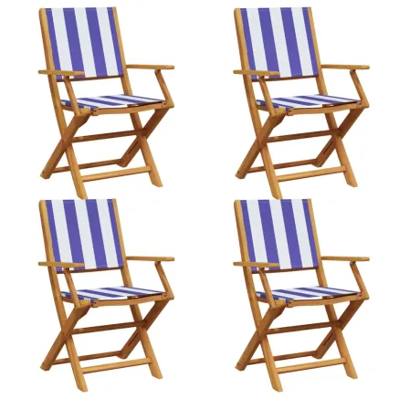 Chaises de jardin pliantes lot de 4 tissu et bois massif 2