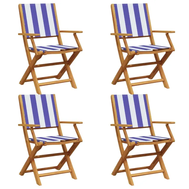Chaises de jardin pliantes lot de 4 tissu et bois massif