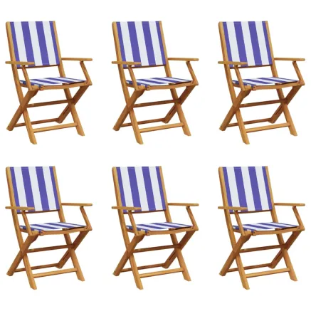 Chaises de jardin pliantes lot de 6 tissu et bois massif 2