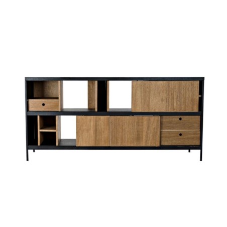 Sideboard DKD Home Decor Alvin Black Natural Iron Fresno 160 x 40 x 75