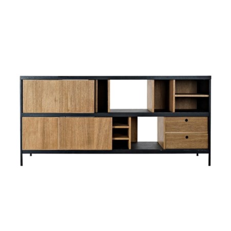 Sideboard DKD Home Decor Alvin Black Natural Iron Fresno 160 x 40 x 75