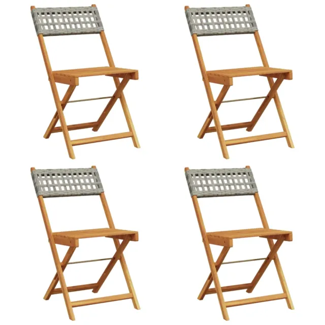 Chaises de jardin pliantes lot de 4 gris poly rotin bois massif