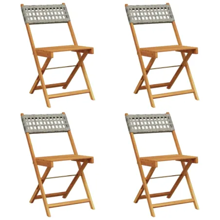 Chaises de jardin pliantes lot de 4 gris poly rotin bois massif