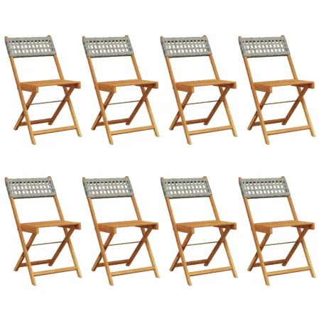 Chaises de jardin pliantes lot de 8 gris poly rotin bois massif