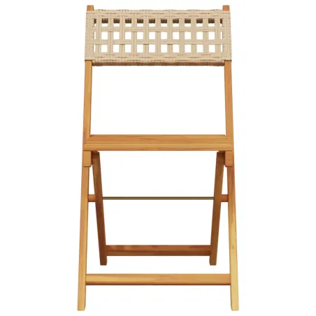 Chaises de jardin pliantes lot de 8 beige rotin et bois massif