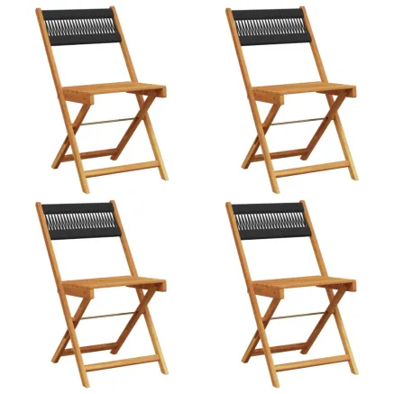 Chaises de jardin pliantes lot de 4 noir bois d'acacia massif 2