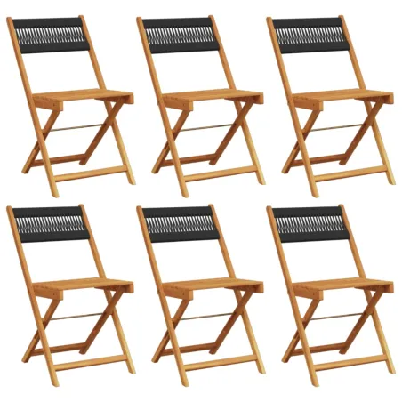 Chaises de jardin pliantes lot de 6 noir bois d'acacia massif