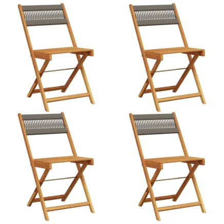 Chaises pliables de jardin 4 pcs gris bois d'acacia massif 2