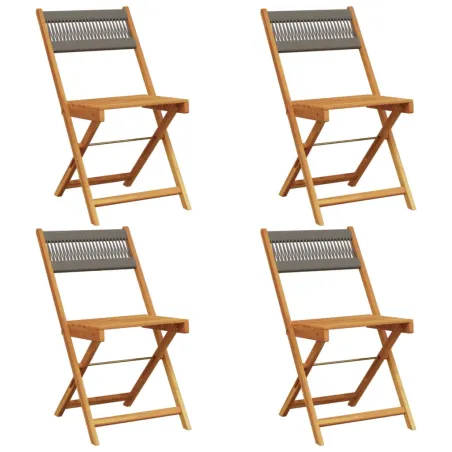 Chaises pliables de jardin 4 pcs gris bois d'acacia massif