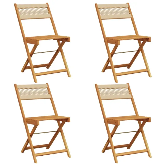 Chaises de jardin pliantes lot de 4 beige bois d'acacia massif