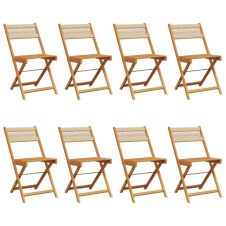 Chaises de jardin pliantes lot de 8 beige bois d'acacia massif
