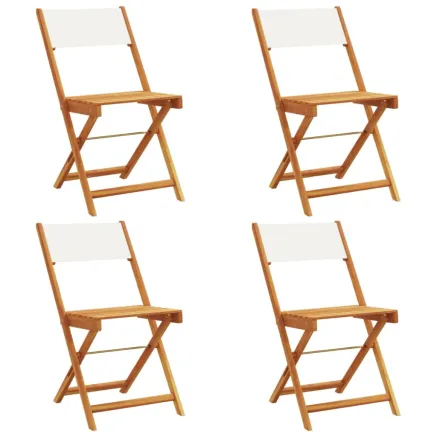 Chaises de jardin pliantes lot de 4 tissu et bois massif 2