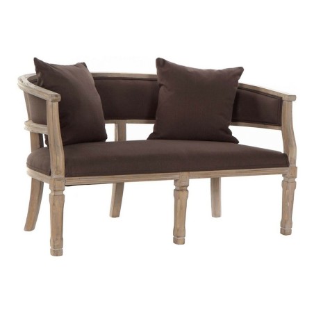 Sofá DKD Home Decor Marrón Lino Madera de caucho Tradicional (122 x