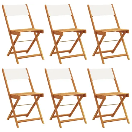 Chaises de jardin pliantes lot de 6 tissu et bois massif 2