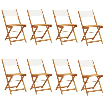 Chaises de jardin pliantes lot de 8 tissu et bois massif 2