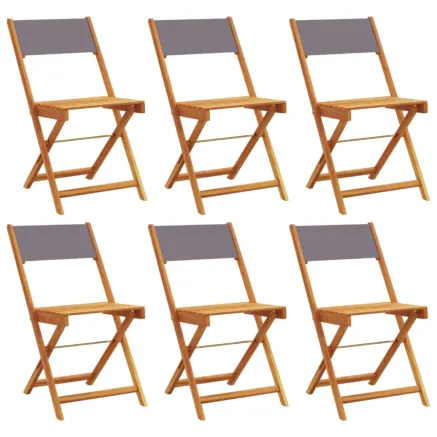 Chaises de jardin pliantes lot de 6 tissu et bois massif 2