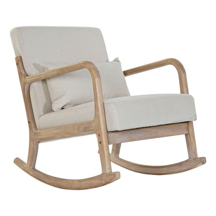 Schommelstoel DKD Home Decor Beige Natuurlijk Linnen Rubberwood 66 x 8