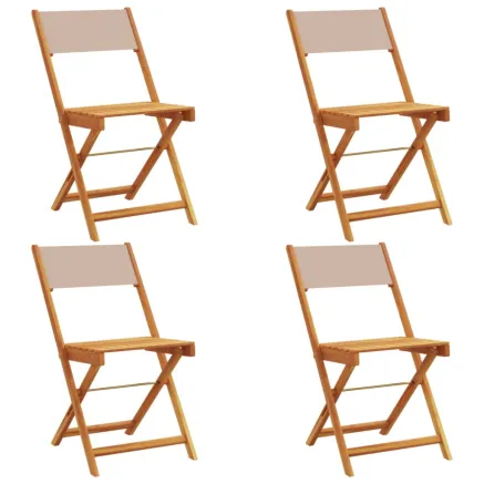 Chaises de jardin pliantes lot de 4 taupe tissu et bois massif 2