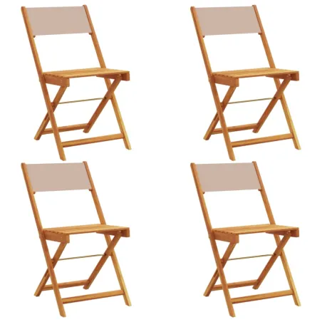 Chaises de jardin pliantes lot de 4 taupe tissu et bois massif