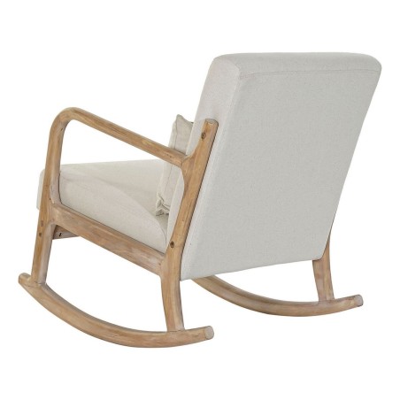 Mecedora DKD Home Decor Beige Natural Lino Madera de caucho 66 x 85 x