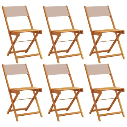 Chaises de jardin pliantes lot de 6 taupe tissu et bois massif 2