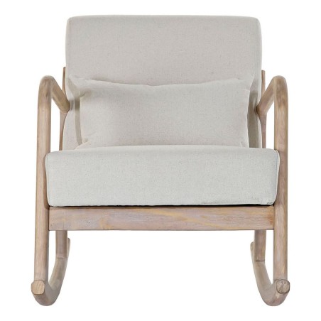 Sedia a Dondolo DKD Home Decor Beige Naturale Lino Legno d'albero dell
