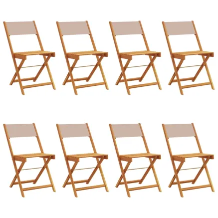 Chaises de jardin pliantes lot de 8 taupe tissu et bois massif 2