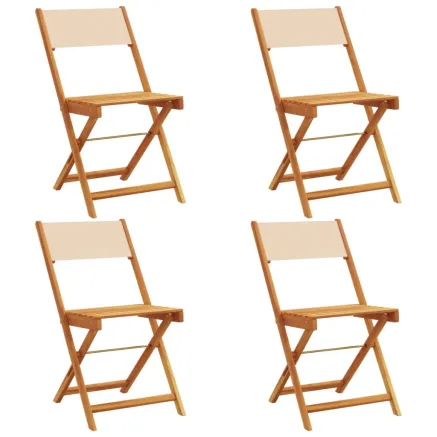 Chaises de jardin pliantes lot de 4 beige tissu et bois massif 2