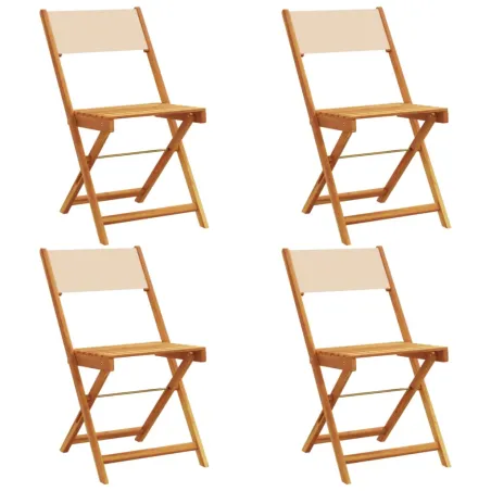 Chaises de jardin pliantes lot de 4 beige tissu et bois massif