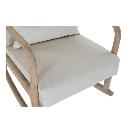 Fauteuil à Bascule DKD Home Decor Beige Naturel Lin Bois d'hévéa 66