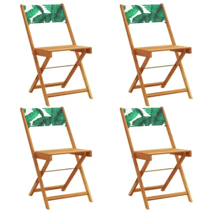 Chaises de jardin pliantes lot de 4 vert tissu et bois massif 2