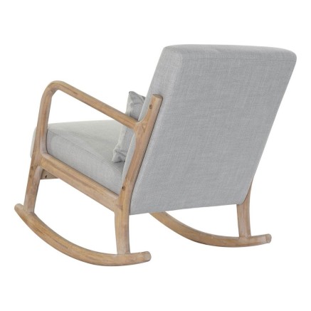 Rocking Chair DKD Home Decor Grey Natural Light grey Linen Rubber wood 2