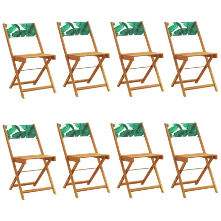 Chaises de jardin pliantes lot de 8 vert tissu et bois massif 2