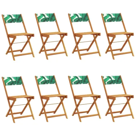 Chaises de jardin pliantes lot de 8 vert tissu et bois massif