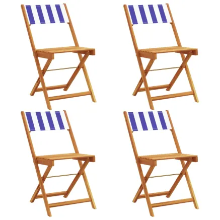 Chaises de jardin pliantes lot de 4 tissu et bois massif 2