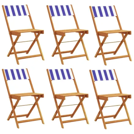Chaises de jardin pliantes lot de 6 tissu et bois massif 2