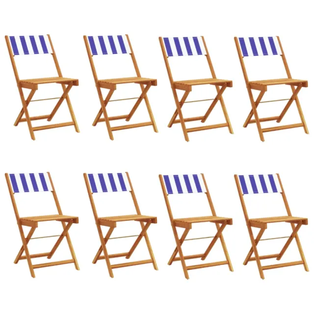 Chaises de jardin pliantes lot de 8 tissu et bois massif