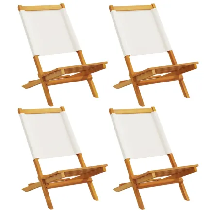 Chaises de jardin pliantes lot de 4 tissu et bois massif 2