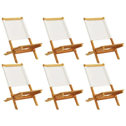 Chaises de jardin pliantes lot de 6 tissu et bois massif 2