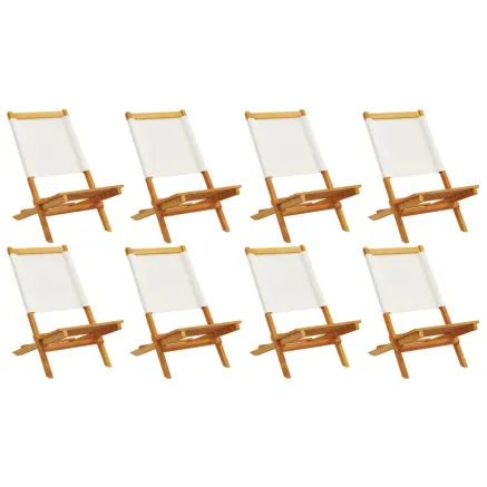 Chaises de jardin pliantes lot de 8 tissu et bois massif 2